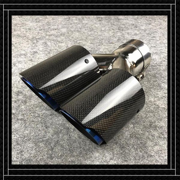 

motorcycle exhaust system one piece real carbon fiber muffler tip universal blue stainless steel trim car for akrapovic pipes tailpipe