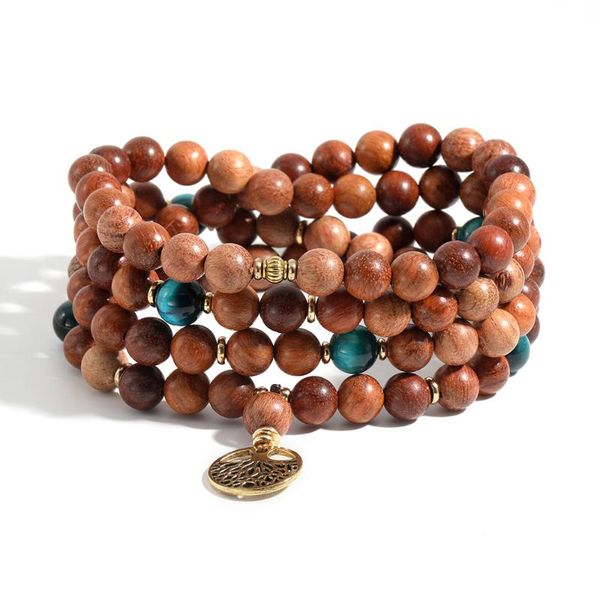 

beaded, strands oaiite bohemian wood beads multilayer bracelets bangles for women men blue tiger eye stone bracelet with life of tree charms, Black