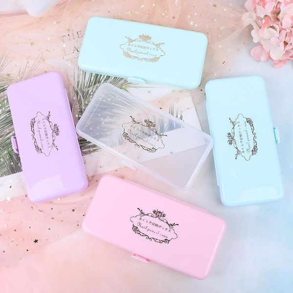 

tweezers cuticle pusher brushes pens nail art empty holder container case plastic rectangle storage box for long tools1