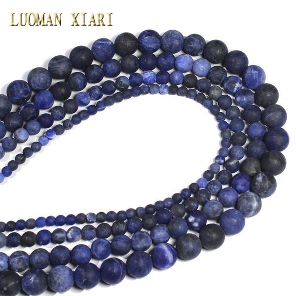 

other matte dull polish sodalite blue natural stone round beads for jewelry making diy bracelet necklace strand 15'' 4/6/8/10 mm