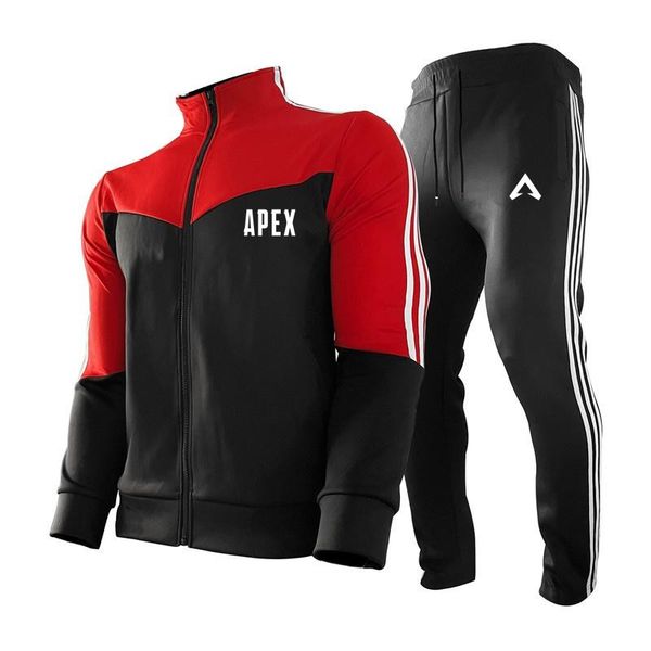 

men's tracksuits 2021 stitching jogging sportswear zipper hoodie + pants 2pc sets of sports suit clothing, Gray