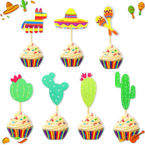 

hats mexican carnival cactus alpaca straw theme party cake flag layout pennant