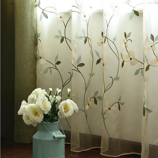 

curtain & drapes manufacturer sells korean embroidered yarn fresh natural living room bedroom with a hundred sets of window screens