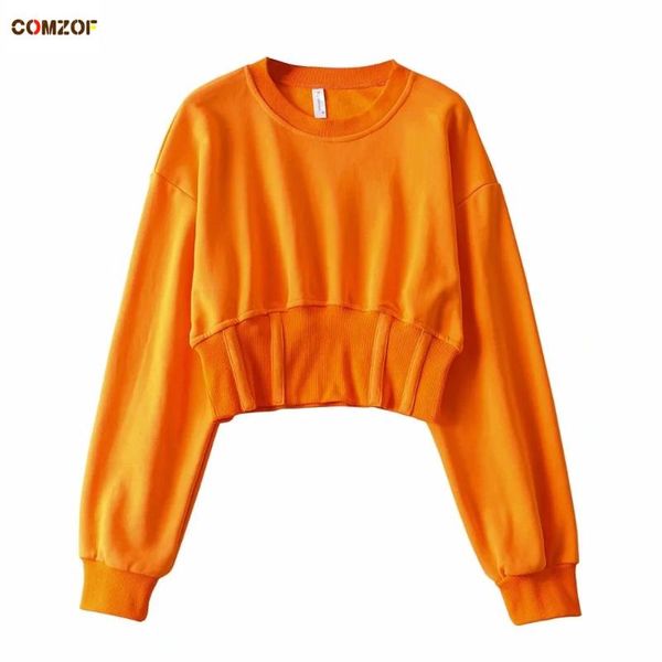 

women's hoodies & sweatshirts women short hoodie long sleeve crop pullover clothing ins fashion streetwear sweashirt femme, Black