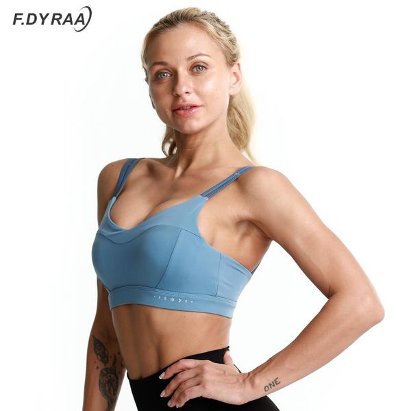 

gym clothing f.dyraa woman backside sports bra workout jogging push up vest women shockproof running fitness yoga bras with padded, White;black
