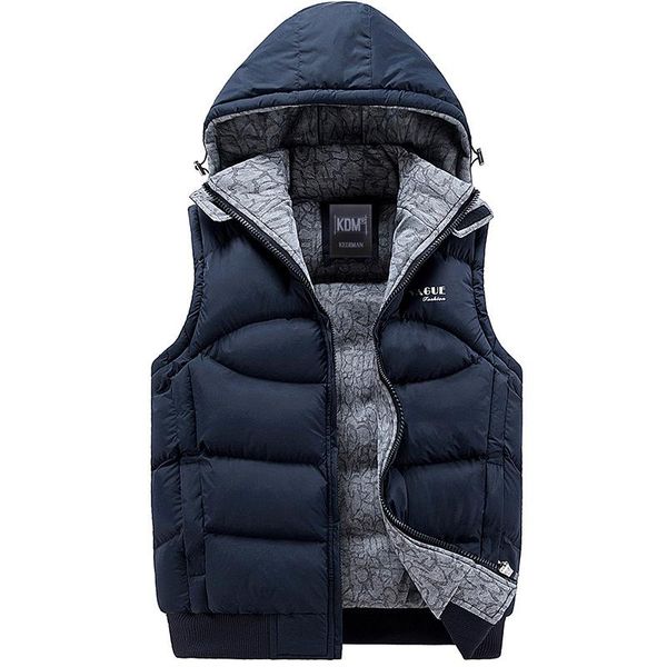 

men's vests jacket men sleeveless veste homme mens winter fashion casual coats male hooded cotton-padded vest thickening waistcoat, Black;white