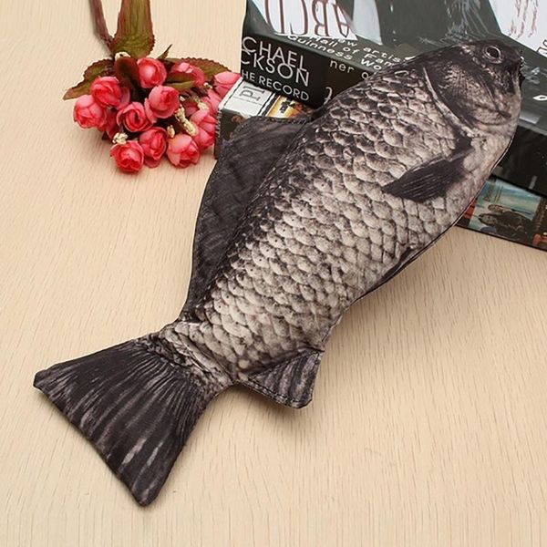 

carp pen bag realistic fish shape make-up pouch pencil case with zipper makeup creative gift storage funny handbag bags