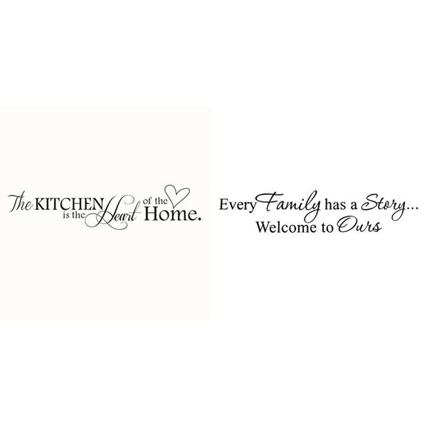 

wall stickers "the kitchen is the heart of home" removable sticker & every family has a story welcome to ours pvc