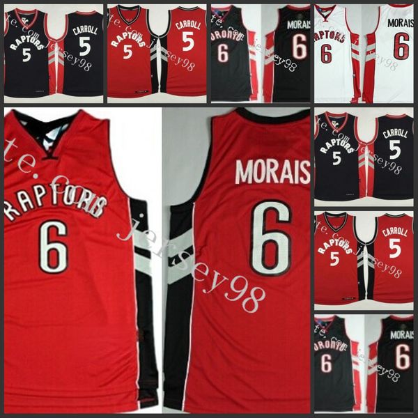 

toronto raptors men #6 carlos morais #5 demarre carroll men retro jersey, Black