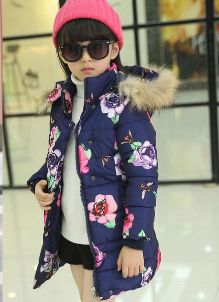 

childrens clothing winter coats for girls hooded jackets girls clothes long sleeve cotton kids outerwer, Blue;gray