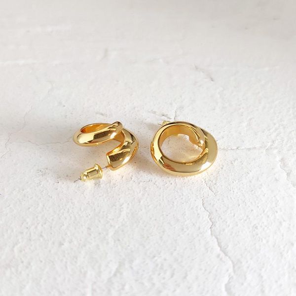 

stud punk simple curve round earring for women girl brass gold silver color small circle piercing earrings trendy jewelry, Golden;silver