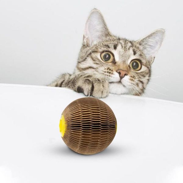 

cat toys catnip scratching ball corrugated paper pet honeycomb scratcher toy play