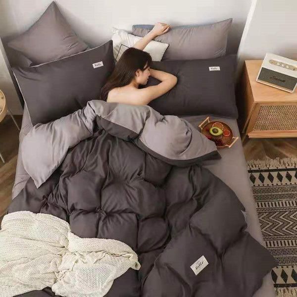 

solid color bedding set single  king duver cover 240x220 pillowcase gray quilt covers sets
