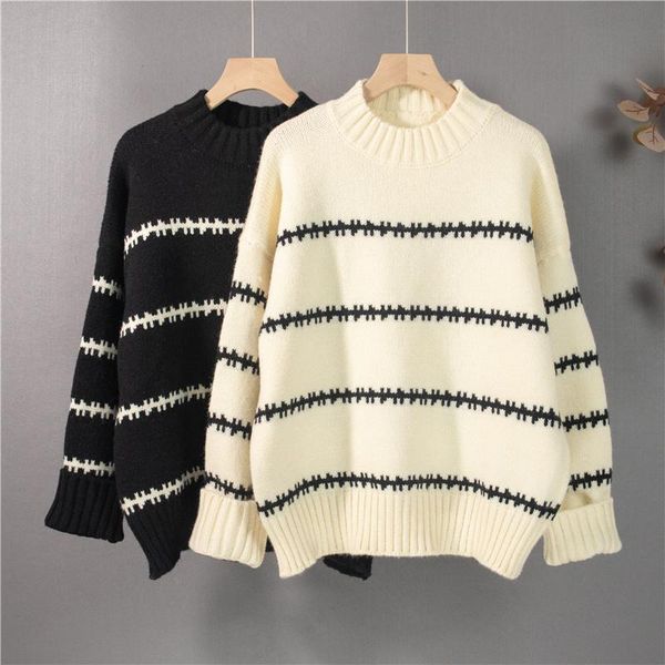 

women's sweaters idle style crew neck pullover sweater autumn and winter 2021 jum, White;black