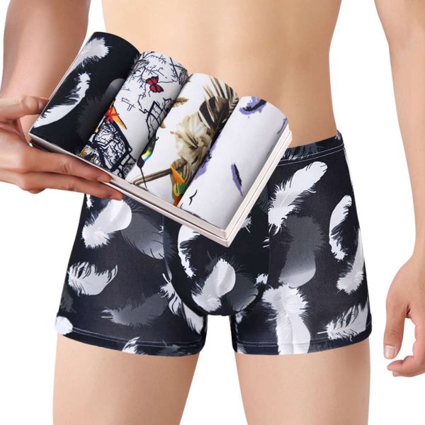 

underwear men's boxers high elastic comfortable breathable u convex design straight, Black;white