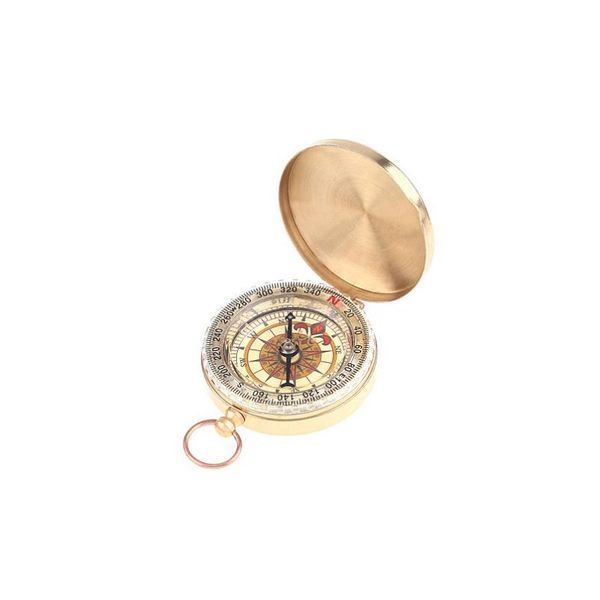 

mini outdoor camping hiking portable pocket brass gold color compass navigation with noctilucence display gadgets