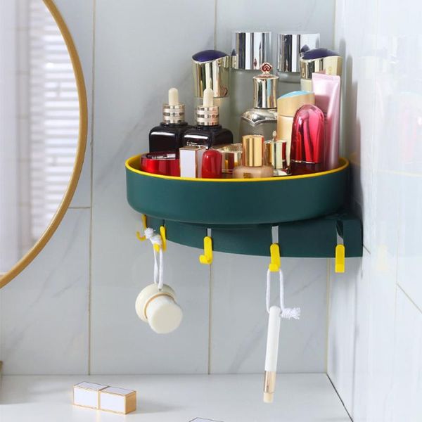 

hooks & rails kitchen organizer shelf bathroom triangle wall-mounted double-layer rotatable storage box toilet corner rack