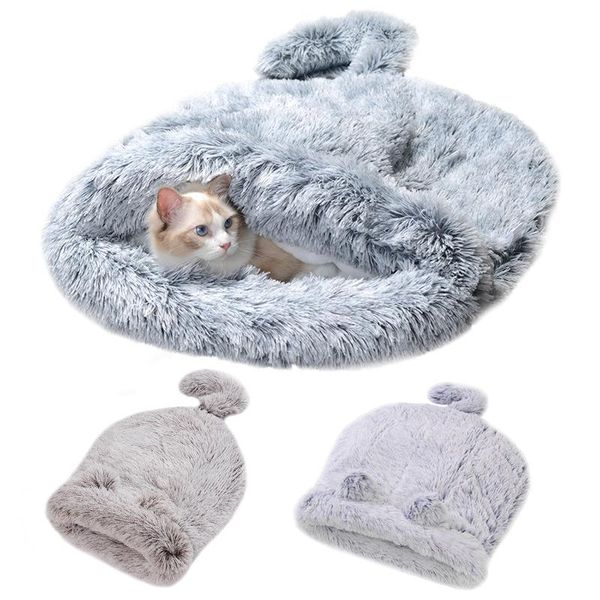 

cat beds & furniture sleeping bag plush bed winter warm soft pet house washable puppy small dogs cats cushion for all nest seasons