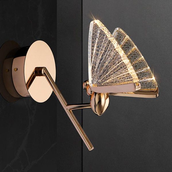 

bedroom bedside led wall lamp postmodern alloy acrylic creative butterfly sconce living room aisle staircase light