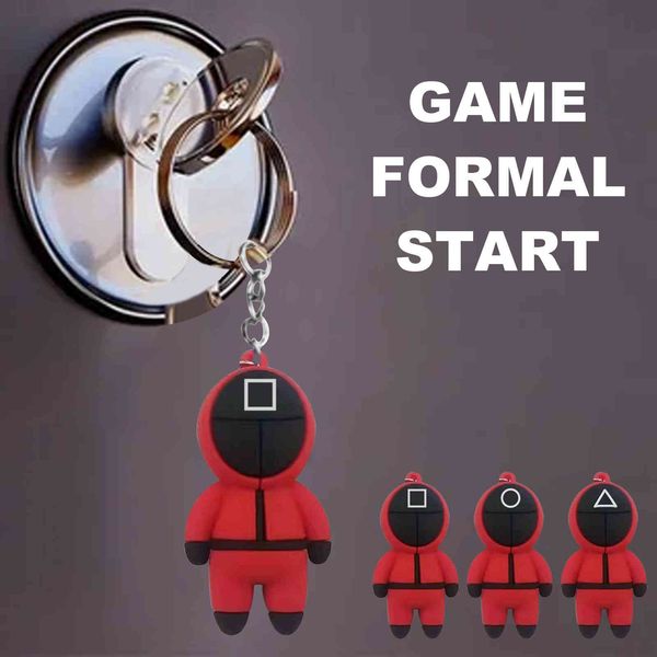 

juego de calamares llavero squid game key chain schoolbag pendant decoration, Slivery;golden