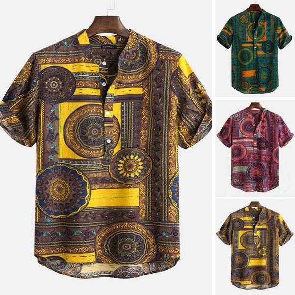 

2020 summer stand collar fresh casual vintage button short sleeve shirt men plaid new fashion camisas s-5xl, White;black