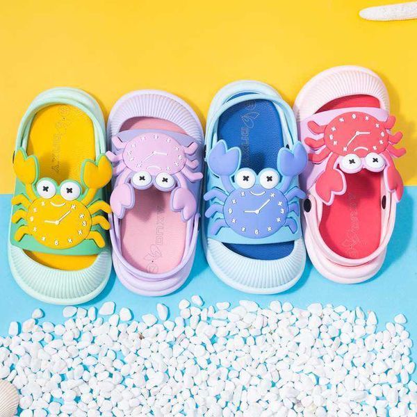 

cute cartoon boys and girls toe sandals baby indoor and outdoor two-wear non-slip beach slippers colorful crab sandals 210713, Black;red
