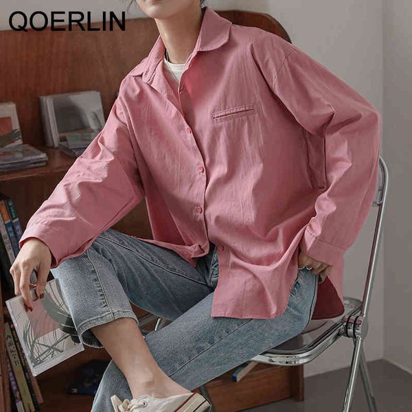 

blouses s-xl candy color fake pocket white shirts female plus size 2021 spring summer new harajuku green blue blouse coat