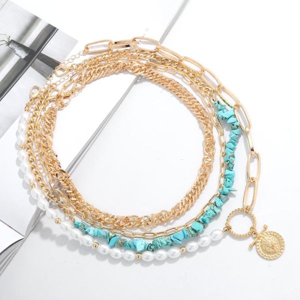 

bohemian multi-layer necklace rice beads personality wild handmade beaded sweater chain women's trend chains, Silver