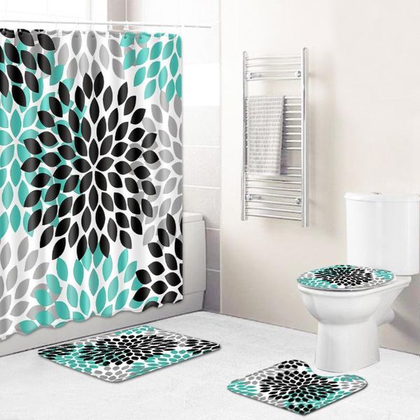 

bath mats geometric pattern home decor mat set bohemia style bathroom with shower curtain toilet carpet rugs floor