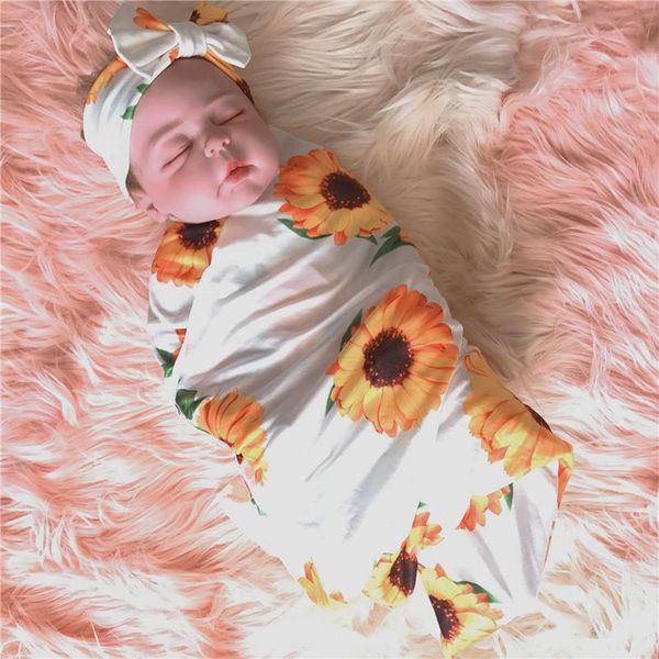 

blankets & swaddling 2pcs/set born baby blanket flower muslin swaddle wrap girl sleeping bag sleep headband pography props