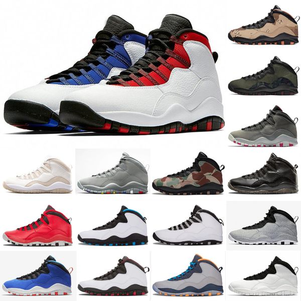 

men basketball shoes jumpman 10 10s desert camo cement tinker i'm back chicago cool grey powder blue steel trainers sport sneakers
