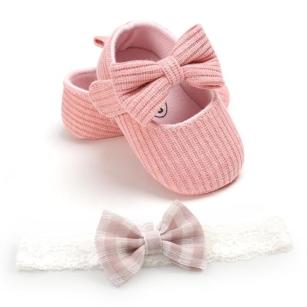 

first walkers baby soft cotton shoes with bow hair clip