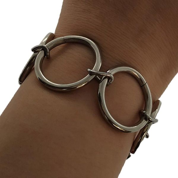 

charm bracelets women bracelet stainless steel gothic circle statement punk hip hop jewelry, Golden;silver