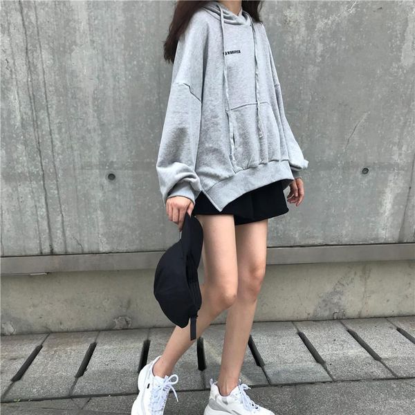 

women's hoodies & sweatshirts casual loose hooded women spring and autumn fashion brand trend clothing korean style, Black