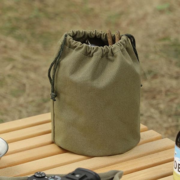 

outdoor bags camping storage bag drawstringcanvas travel portable large capacity cosmetic camp tableware pouch