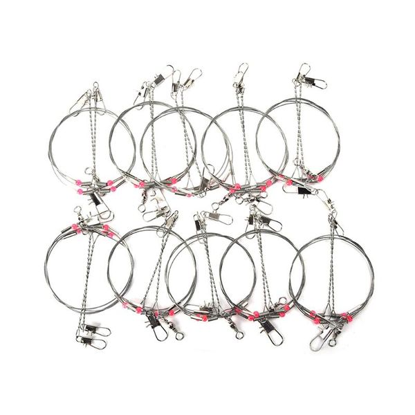 

20pcs 2 arm swivel rings fishing connector wire trace leader rig stainless steel tackle box tool lure bait hooks