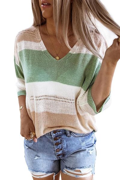 

women's sweaters dorop autumn and winter striped knit, White;black