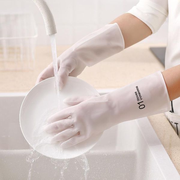

disposable gloves home latex kitchen cleaning dishwashing glove waterproof durable thin section rubber 30cm dish washing