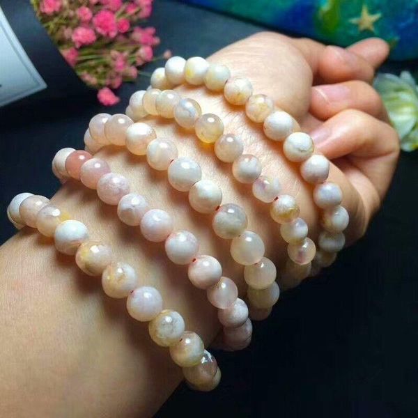 

beaded, strands natural cherry pink stone beads bracelet 7.5-6.5mm, Black