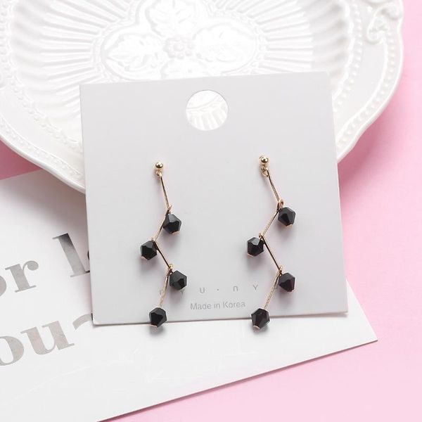 

dangle & chandelier black crystal geometric fringe earings earing long tassel earrings for women 2021 fashion jewelry, Silver