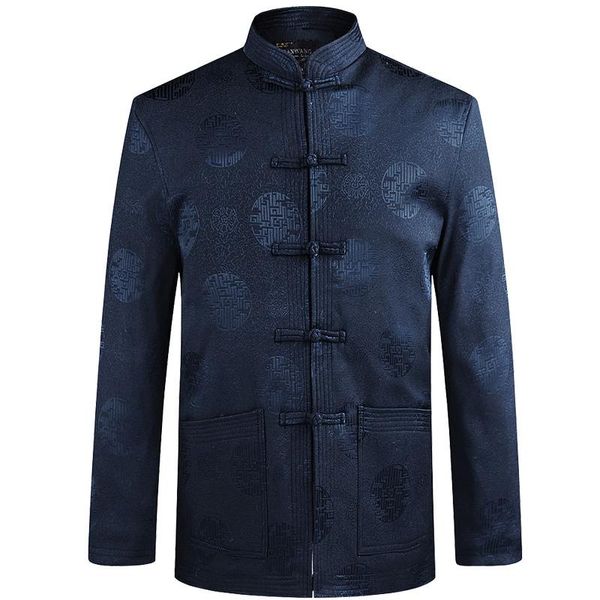 Jaquetas masculinas primavera outono homens jaqueta manga comprida top casaco chinês estilo fathers 'tang terno macho casual hanfu vintage plus size m-3xl