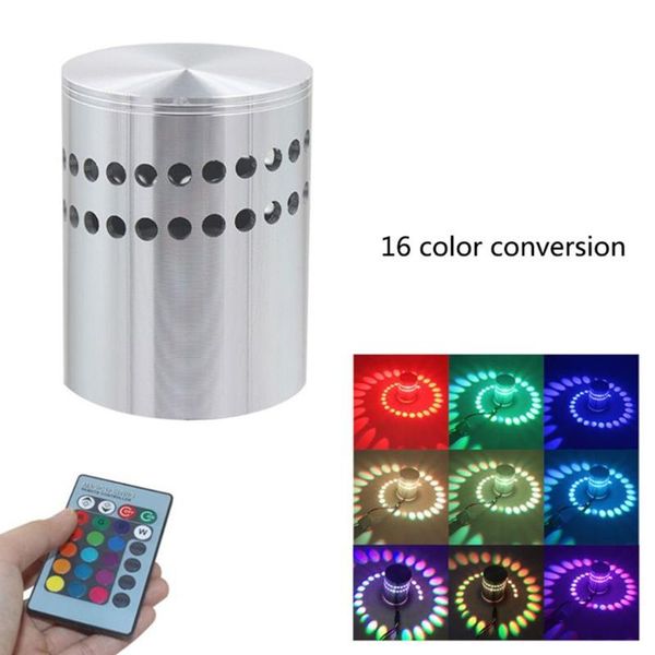 

wall lamp 13ma rgb spiral hole light aluminum led with remote controller white/warm/colorful wandlamp for party bar ktv decor