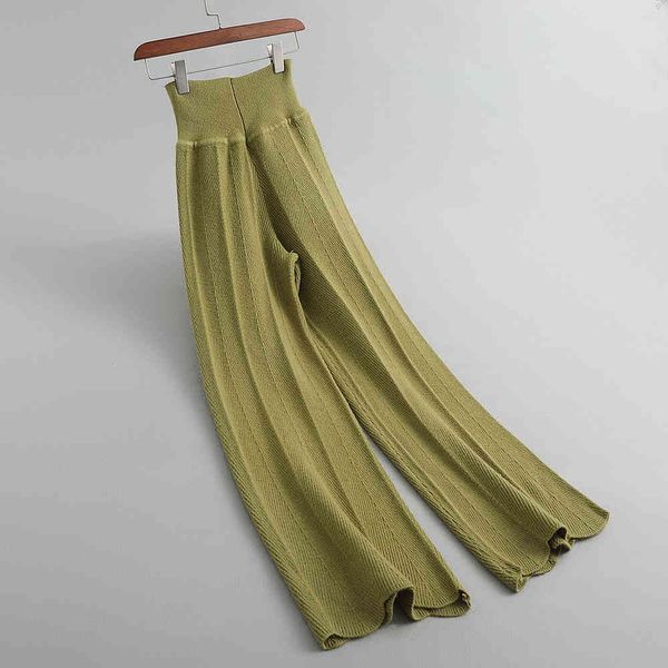 

jean Winter Knitted Long Waist Warm Wide Leg Pants Female Trousers Women Clothes, Blue