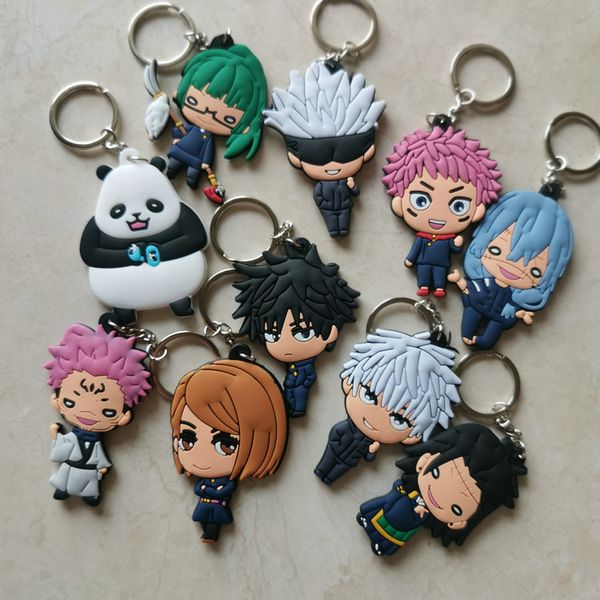 Clássico dos desenhos animados Jujutsu Kaisen Chaveiro PVC Anime Figura Chaveiro Lado Duplo Chave Cadeia Sacos Fãs Coleção Porta Chaves Presente