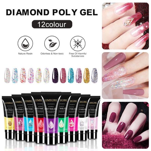 

nail art kits 10ml extension gel 12 colors glitter series builder enhancement for salon manicure tool kit