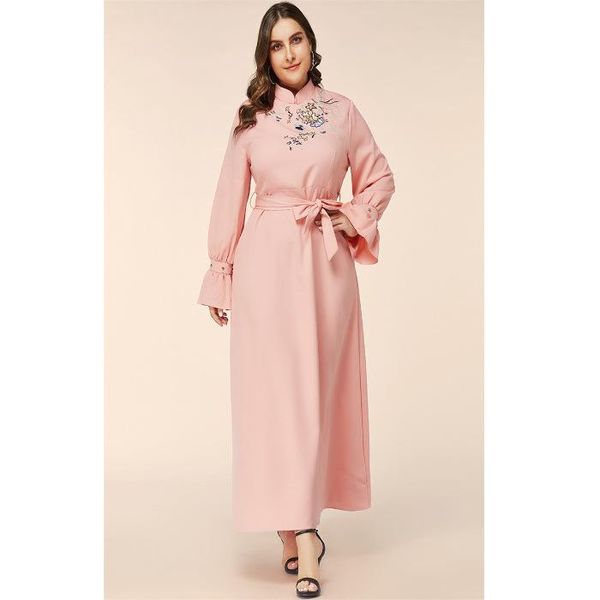 

ethnic clothing color pure elegant waist dress ladies satin muslim long skirt temperament black autumn and winter super one-step, Red