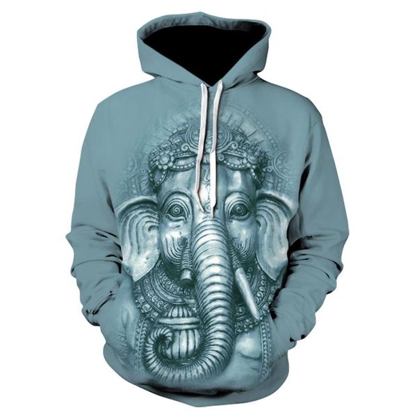

men's hoodies & sweatshirts fashion hoodie sweater elephant animal 3d printing sweatshirt harajuku streetwear casual jacket sportswear, Black