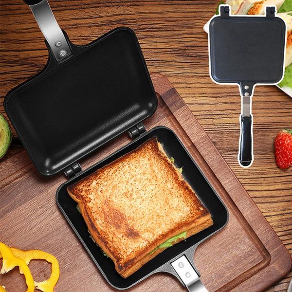 

double-sided frying pan non-stick sandwich maker iron bread toast breakfast waffle pancake baking barbecue oven mold for kitchen pans