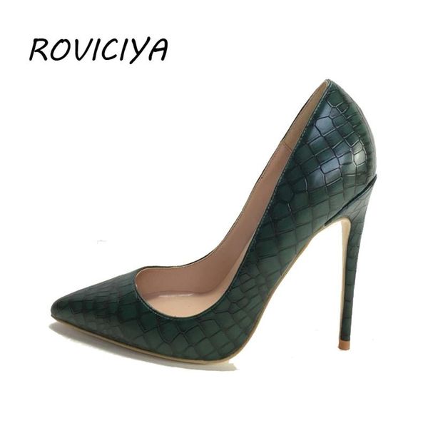 

dress shoes dark green pu leather women's 12cm high heel pumps women plus size 34-45 yg002 roviciya, Black