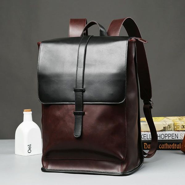 

vintage backpack for men outdoor travel pu students